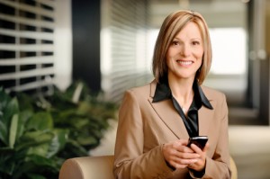 businesswoman working on a mobile device
